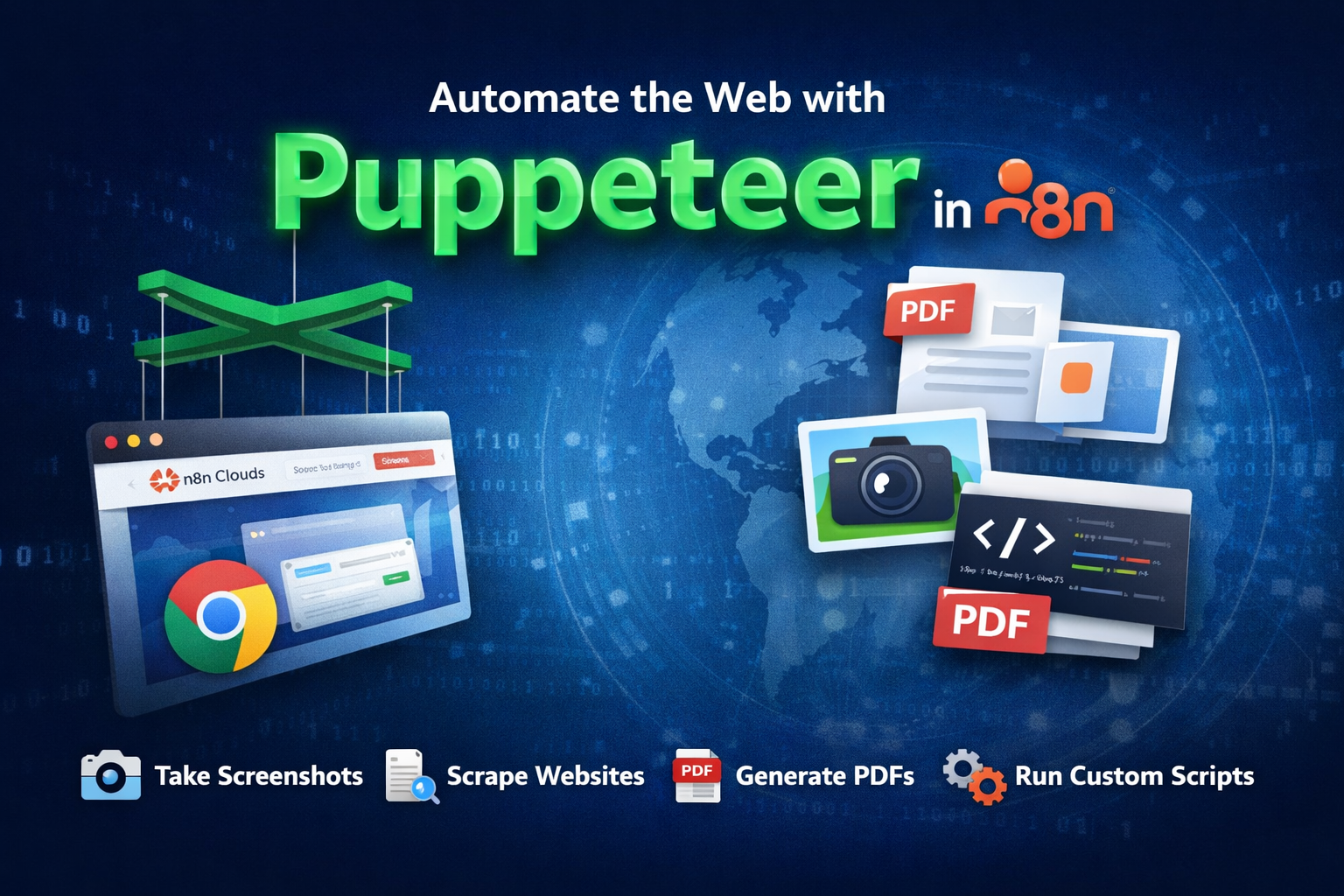 Automate the Web with Puppeteer in n8n — Take Screenshots, Scrape Websites, Generate PDFs, Run Custom Scripts