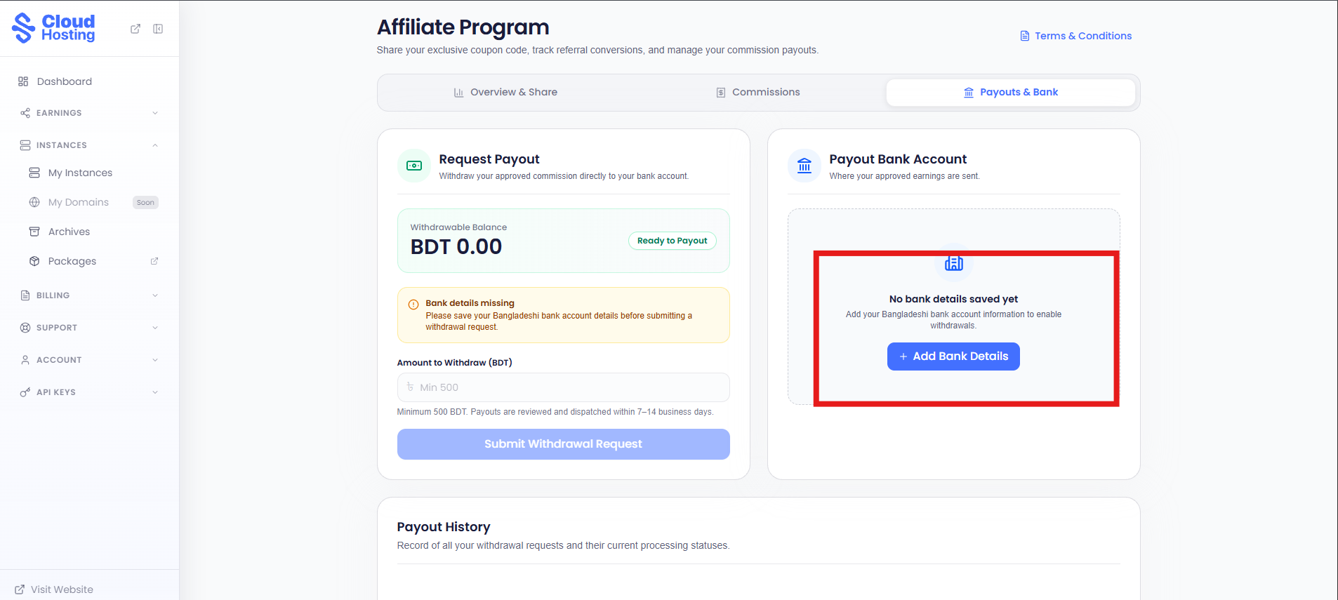 Add Your Bank Details
