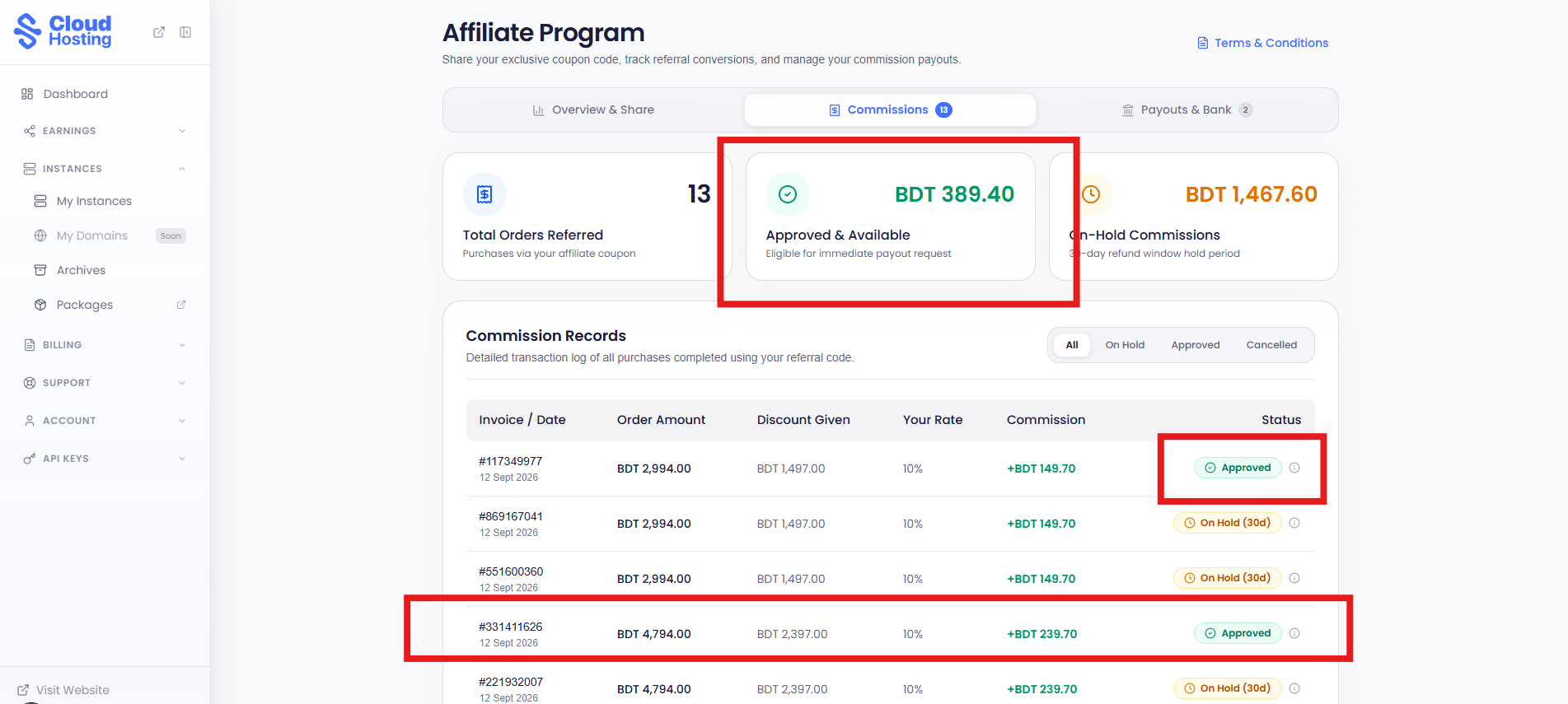 Approved Commissions - Ready for Withdrawal