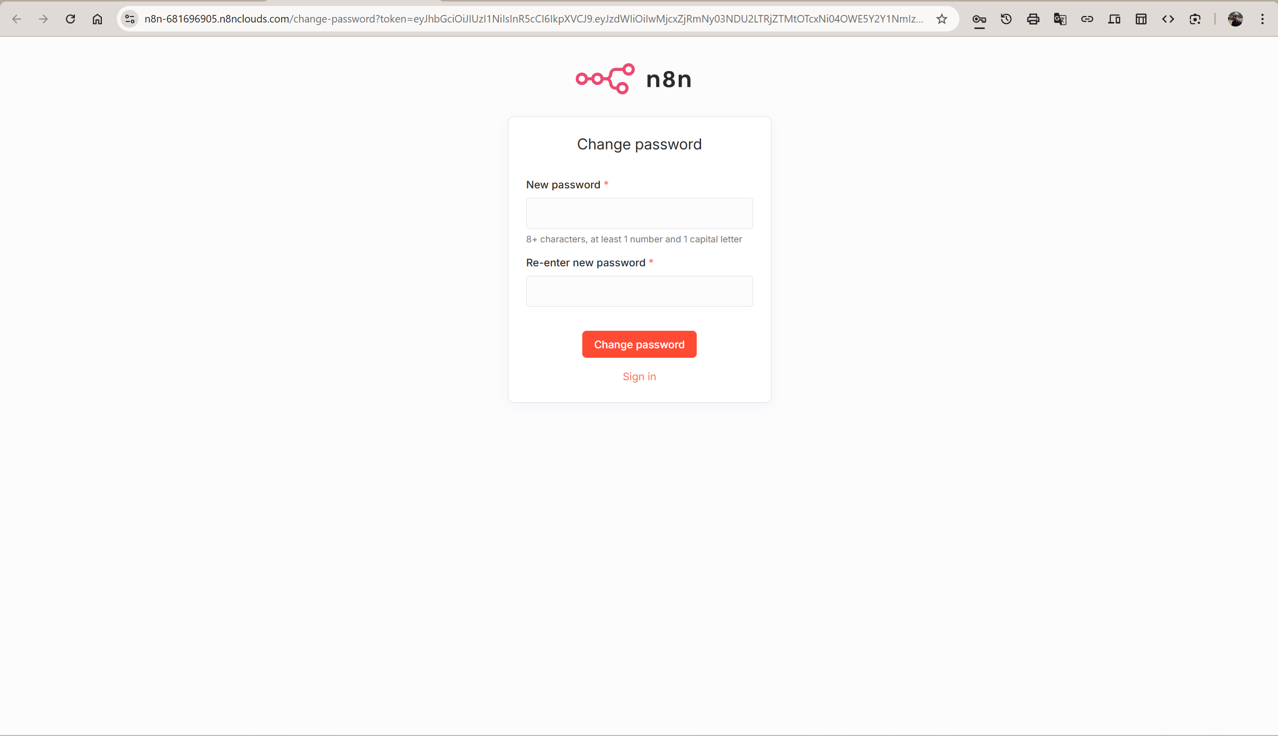 Forgot password page showing the "Recovery email sent" toast notification
